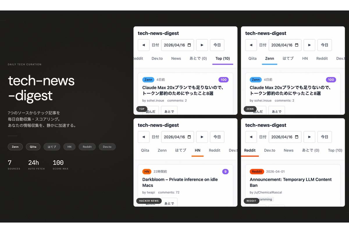 技術ニュースを毎朝スマホで流し読みしたい、だから自分専用サイトを開発した話
