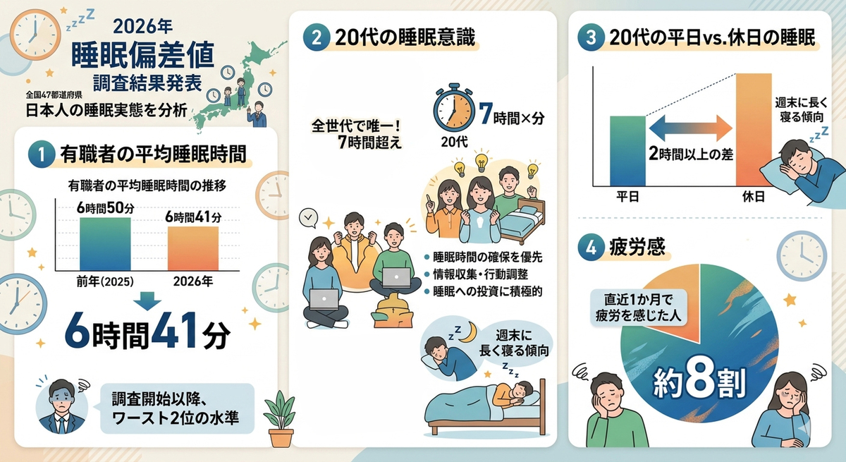 若い人ほど「しっかり睡眠」、中高年は眠れないのか眠らないのか