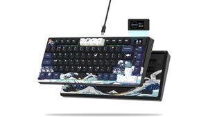 LCDスクリーン搭載ってマジか！ 北斎風の力強いイラストで彩られた75％ゲーミングキーボードを発見