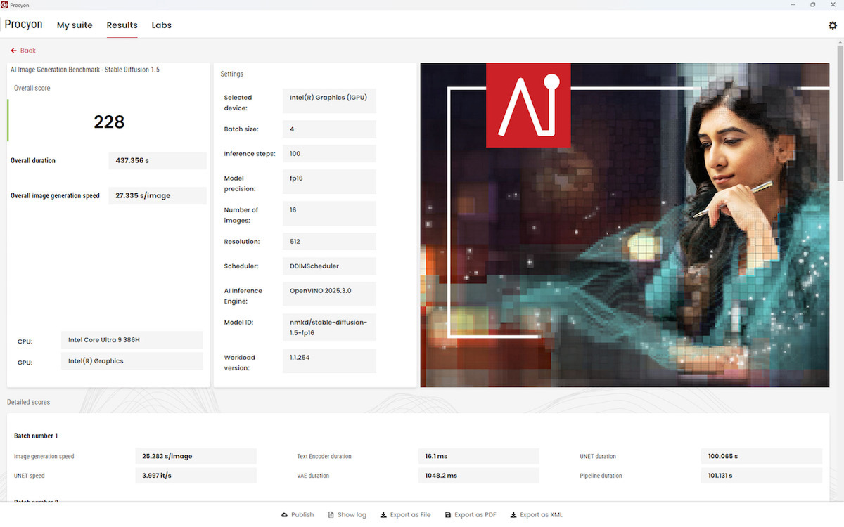 UL Procyon AI Image Generation BenchmarkのStable Diffusion 1.5テストスコア