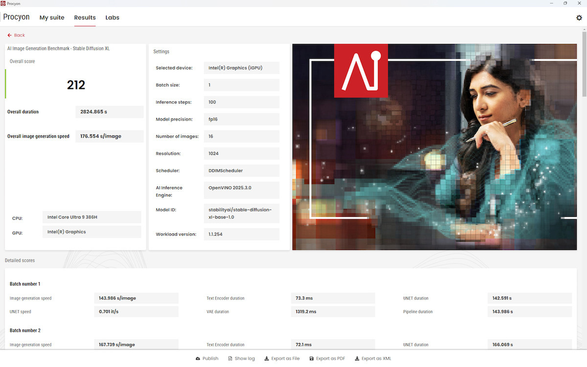 UL Procyon AI Image Generation BenchmarkのStable Diffusion XLテストスコア