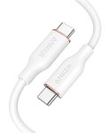 Anker PowerLine III Flow USB-C & USB-C ケーブル Anker絡まないケーブル 240W 結束バンド付き USB PD対応 シリコン素材採用 iPhone 17 / 16 / 15 Galaxy iPad Pro MacBook Pro/Air 各種対応 (0.9m クラウドホワイト)