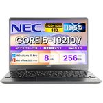 【整備済み品】NEC 中古 ノートパソコン VKT10-6/第10世代 Core i5-10210Y/メモリ8GB, SSD256GB/12.5型 FHD/持ち運びストレスゼロ・A4より小さい・約953g超軽量 /Office 2019付き Win 11pro /Webカメラ内蔵/有線LAN・USB3.0・HDMI/テレワーク・出張に最適/有線静音マウス付属 /180日保証