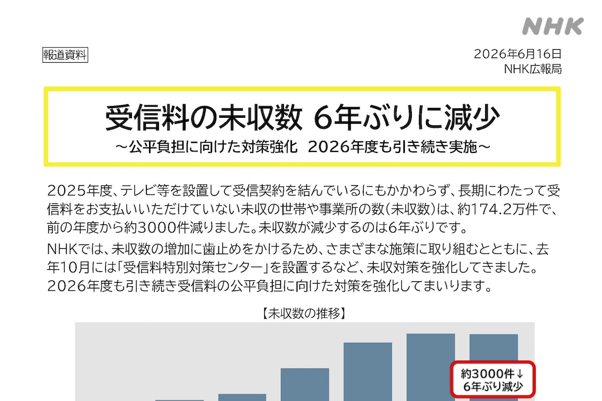 NHKのニュースリリース