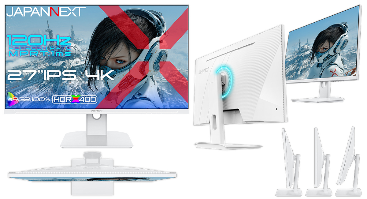 ASCII.jp：4K・120Hz対応で34,980円、JAPANNEXTが白い27インチ