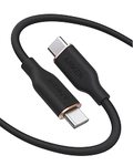 Anker PowerLine III Flow USB-C & USB-C ケーブル Anker絡まないケーブル 240W 結束バンド付き USB PD対応 シリコン素材採用 iPhone 17 / 16 / 15 / Galaxy iPad Pro MacBook Pro/Air 各種対応 (1.8m ミッドナイトブラック)