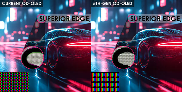 色にじみを抑えて文字の視認性を高める第5世代QD-OLEDのRGBストライプ構造サブピクセル配列概要