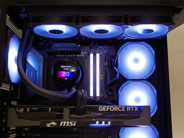 丸型LCDにハードウェアステータスをドット表示させながらPCケース天板で静かに駆動するMPG CORELIQUID P13 360