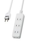 エレコム 電源タップ ほこり防止シャッター 4個口 2m ホワイト T-ST02N-2420WH