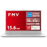 FMV ノートパソコン WE1-K3 (MS 365 Personal/Copilotキー搭載/Win 11/15.6型/Core i5/16GB/SSD 512GB/ホワイト) FMVWK3E15W_AZ