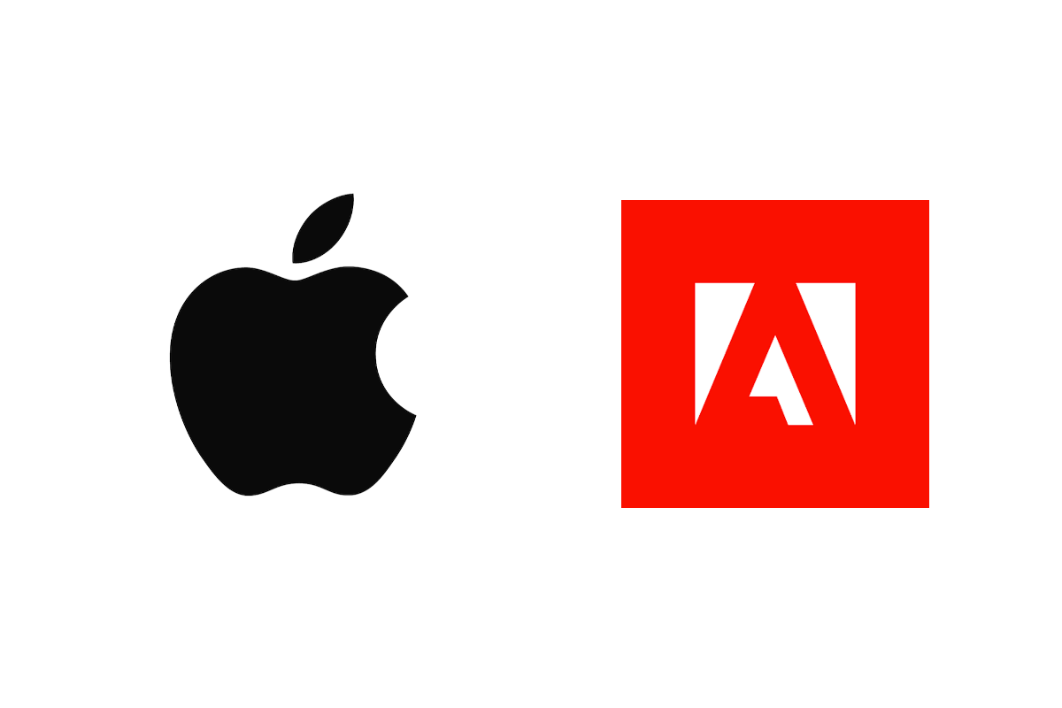 アップルとアドビのロゴ