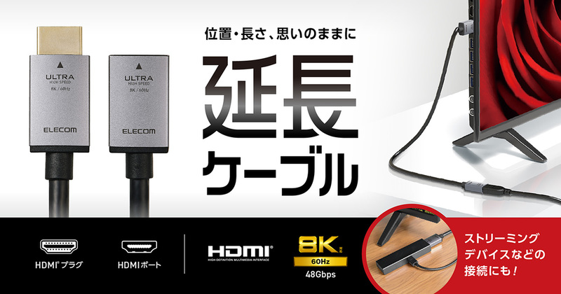 Elecom Launches 8K/4K Compatible HDMI Extension Cables to Simplify HDMI Connections on TV Backs