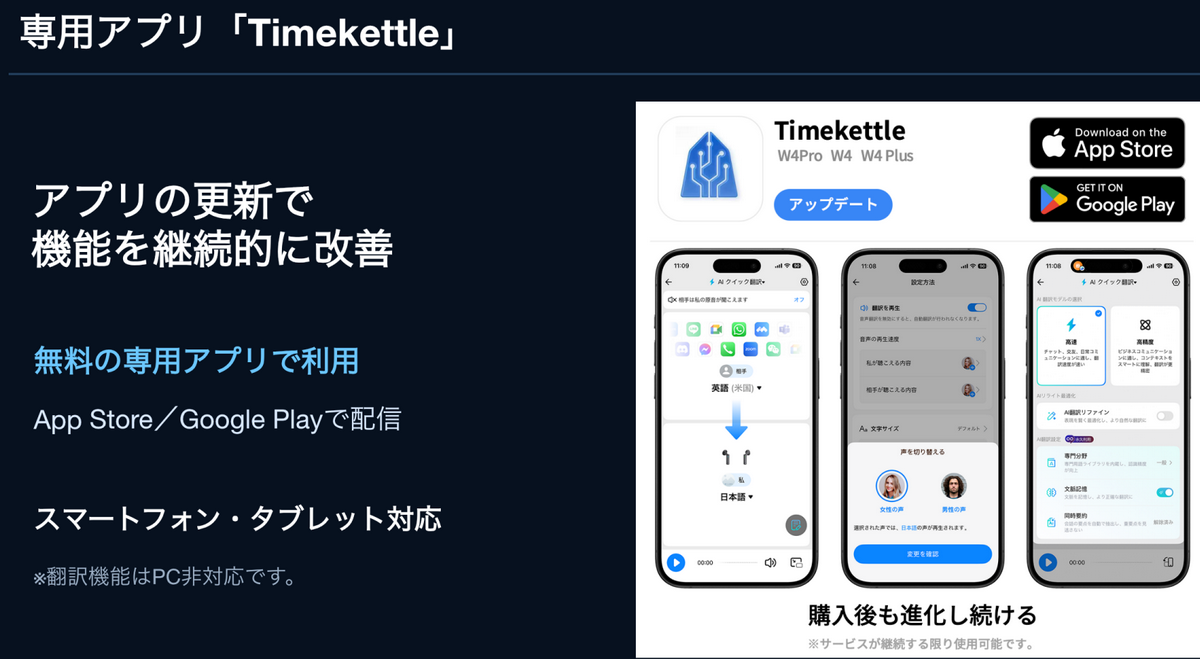 AI通訳イヤホン「W4 Plus」発表