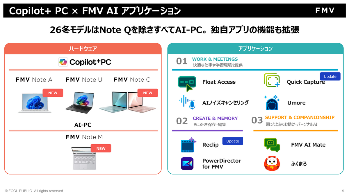 FCCLが「FMV」2026年冬モデル新製品発表