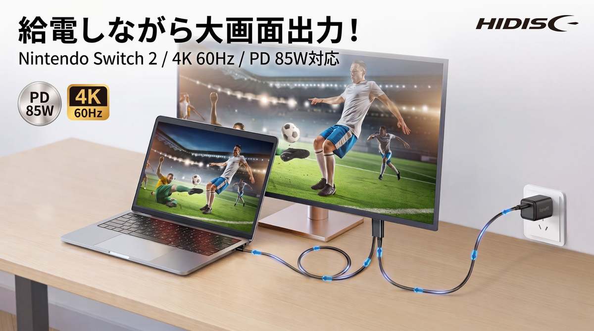 ASCII.jp：Switch 2対応、ドックなしでテレビ出力 HIDISCのType-C HDMI