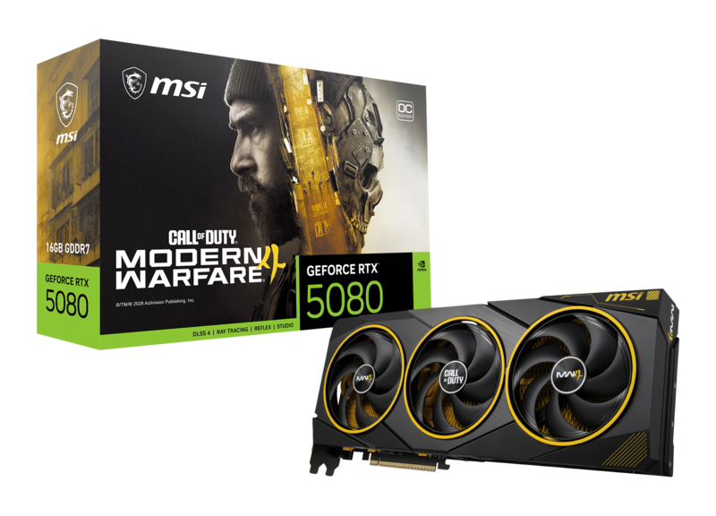 MSI Launches Limited Edition RTX 5080 'Call of Duty' Model for ¥369,800, Featuring a Striking Yellow Heatsink