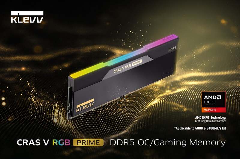 KLEVV Unveils CRAS V RGB PRIME DDR5 Memory with 6000MT/s CL26 Low Latency